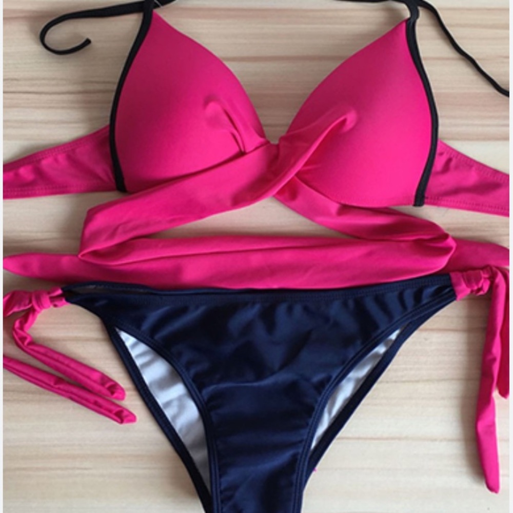 Pink and Blue Women's Bikini Set SZ LARGE - Picture 4 of 4